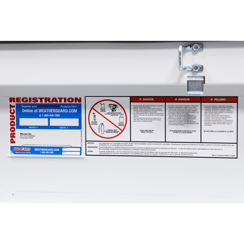 Weather Guard Crossover Tool Box White Steel Full Size Deep Model 128-3-04