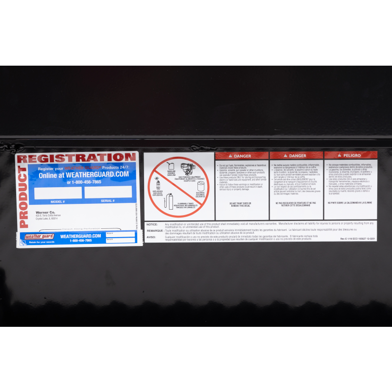Weather Guard Side Mount Tool Box Gloss Black Aluminum 87X17X13 Model 164-5-04