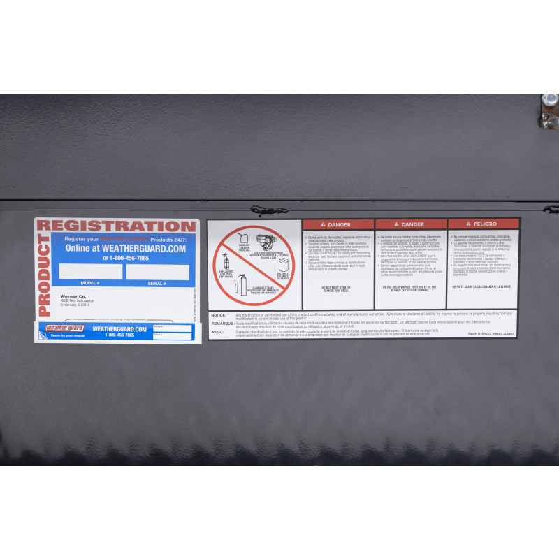 Weather Guard Side Mount Tool Box Gray Aluminum 87X17X13 Model 164-6-04