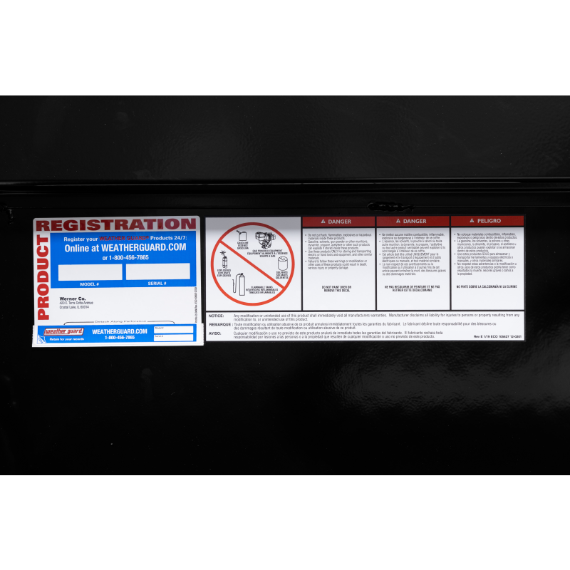 Weather Guard Side Mount Tool Box Low Profile Gloss Black Aluminum 56X17X13 Model 178-5-04