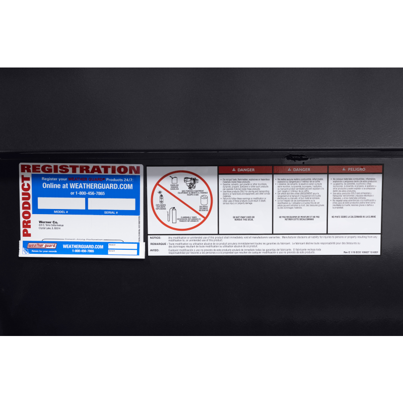 Weather Guard Side Mount Tool Box Low Profile Gray Aluminum 56X17X13 Model 178-6-04
