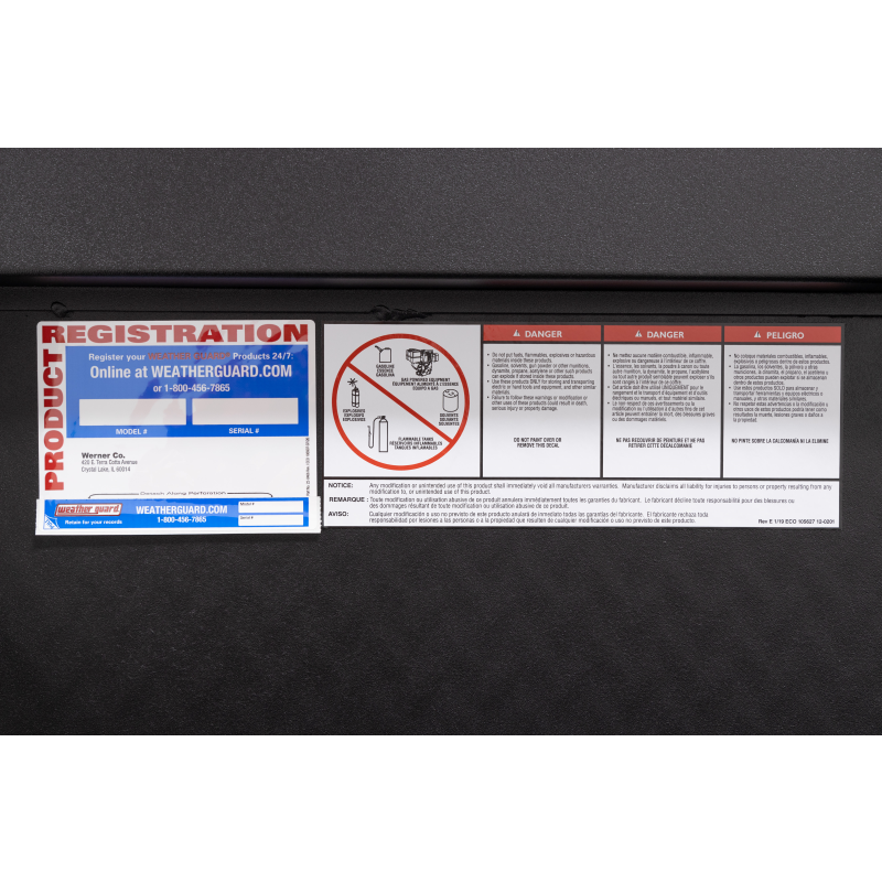 Weather Guard Side Mount Tool Box Low Profile Textured Matte Black Aluminum 41X17X13 Model 180-52-04