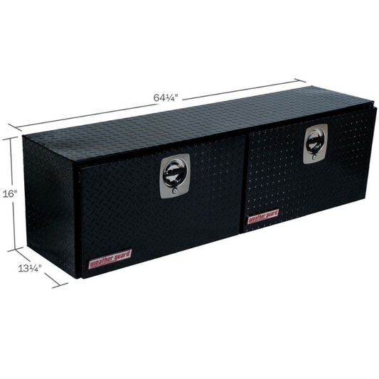 Weather Guard Top Mount Box Double Door Gloss Black Aluminum 64.25X13.25X16 Model 364-5-02