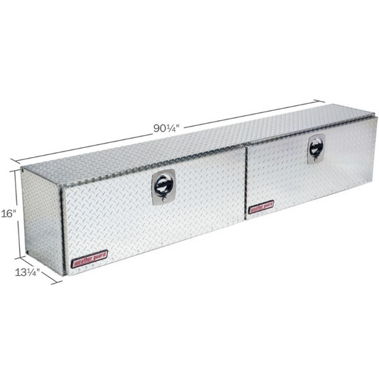 Weather Guard Top Mount Tool Box Two Doors Bright Aluminum 90.25x13.25x16 Model 390-0-02