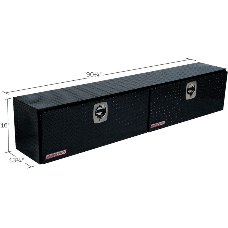 Weather Guard Top Mount Box Double Door Gloss Black Aluminum 90.25X13.25X16 Model 390-5-02
