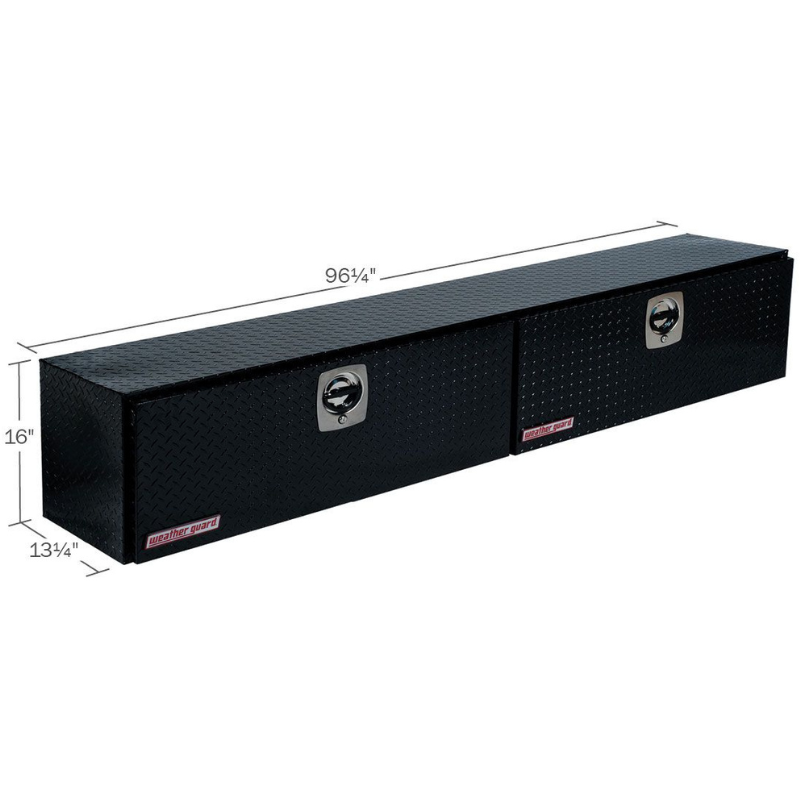 Weather Guard Top Mount Box Double Door Gloss Black Aluminum 96.25X13.25X16 Model 396-5-02