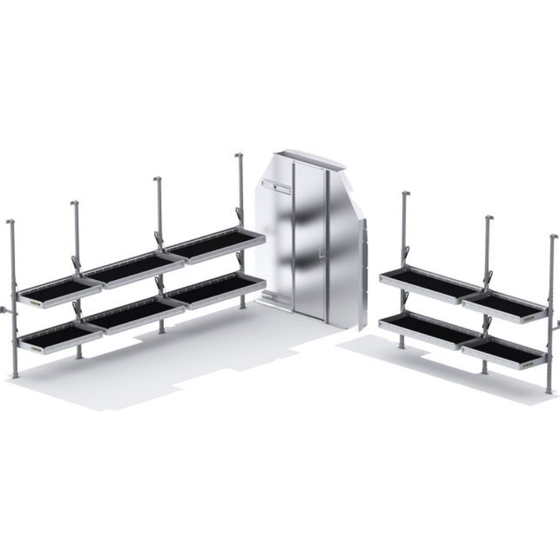 Holman Folding Shelves Van Package Ford Transit 148" EXT WB High Roof Sliding Partition Model 51TLH