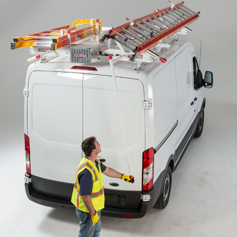 Weather Guard EZGLIDE2™ Drop-Down Ladder Van Rack Extended Mid/High Roof Model 2291-3-01