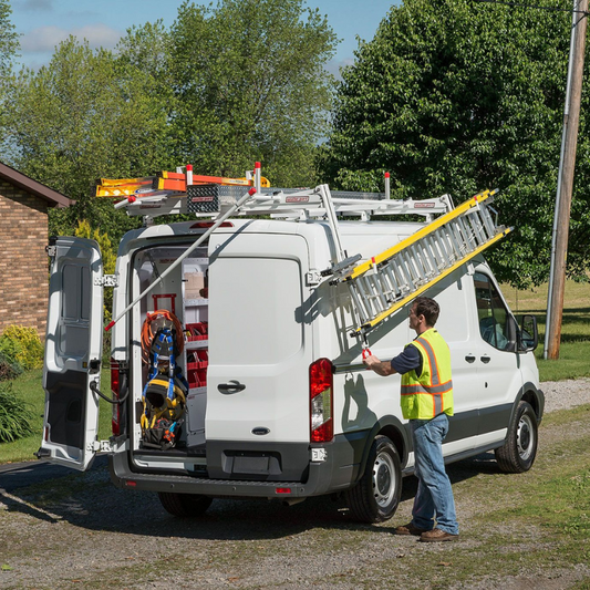Weather Guard EZGLIDE2™ Drop-Down Ladder Van Rack Extended Mid/High Roof Model 2291-3-01