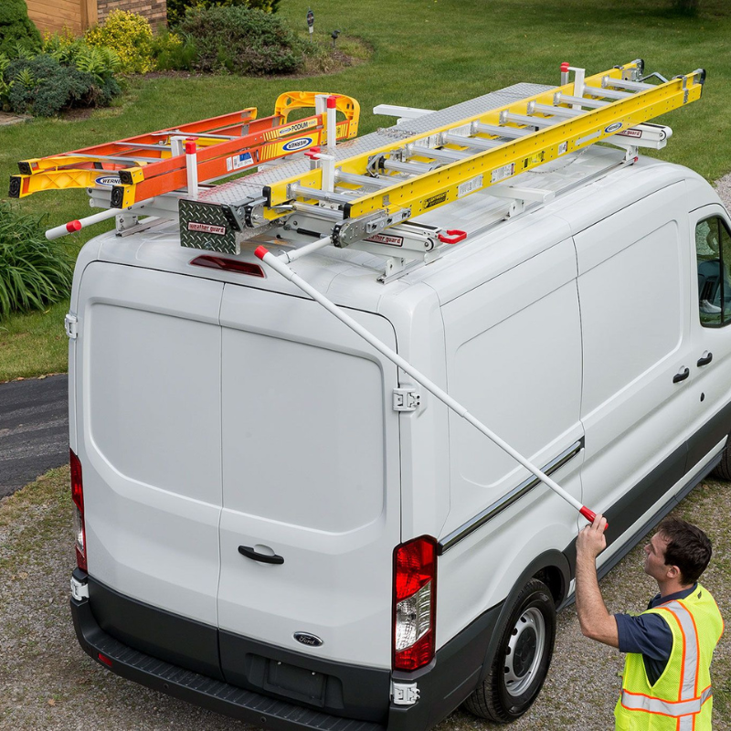 Weather Guard EZGLIDE2™ Fixed Drop-Down Van Ladder Rack Compact Model 2261-3-01