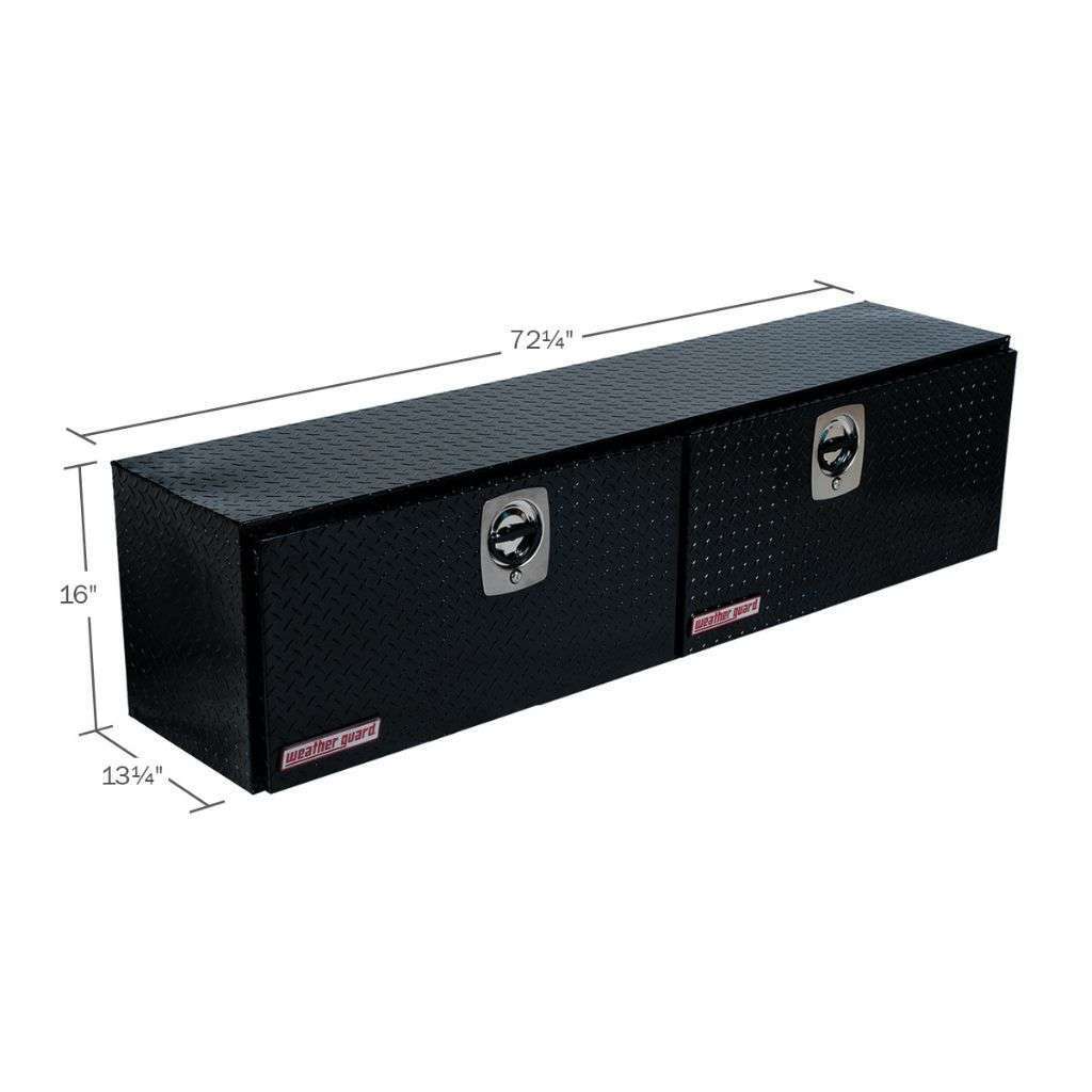 Weather Guard Top Mount Box Double Door Gloss Black Aluminum 72.25X13.25X16 Model 372-5-02
