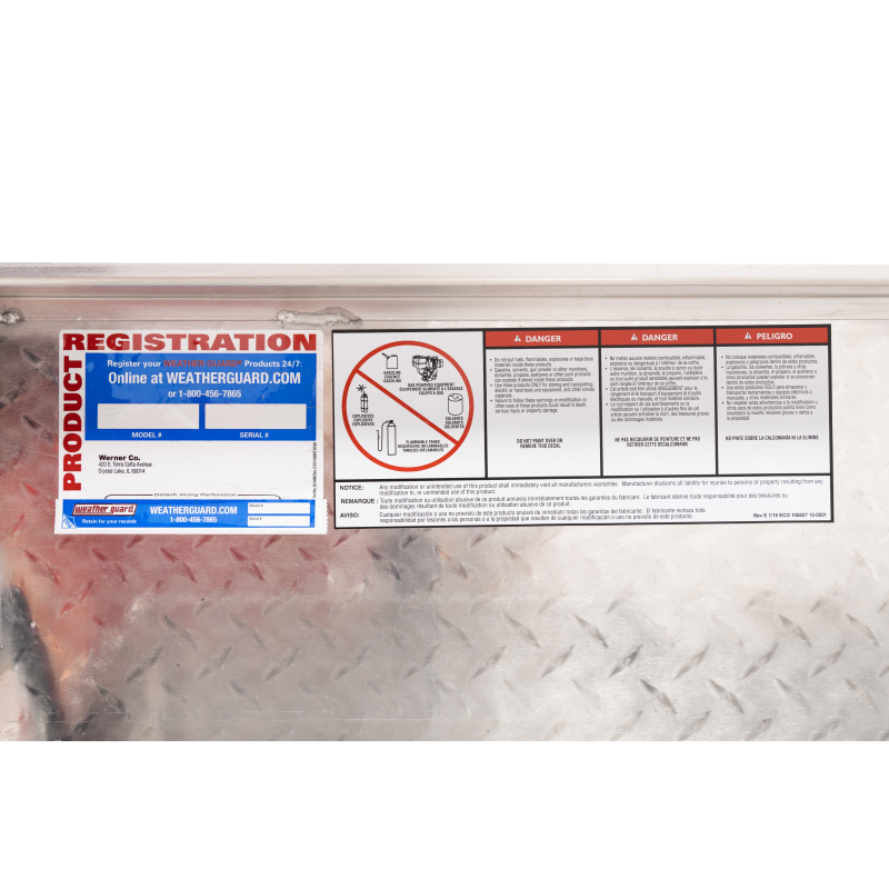 Weather Guard Side Mount Tool Box Bright Aluminum 87X17X13 Model 164-0-04