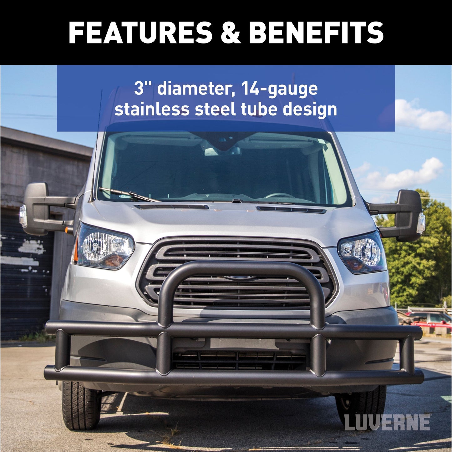Luverne Tuff Guard Black Stainless Van Grille Guard Select Ford Transit-150 250 350 Model 205530-205920