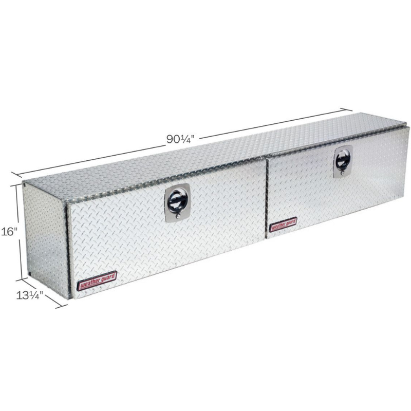 Weather Guard Top Mount Tool Box Two Doors Bright Aluminum 90.25x13.25x16 Model 390-0-02