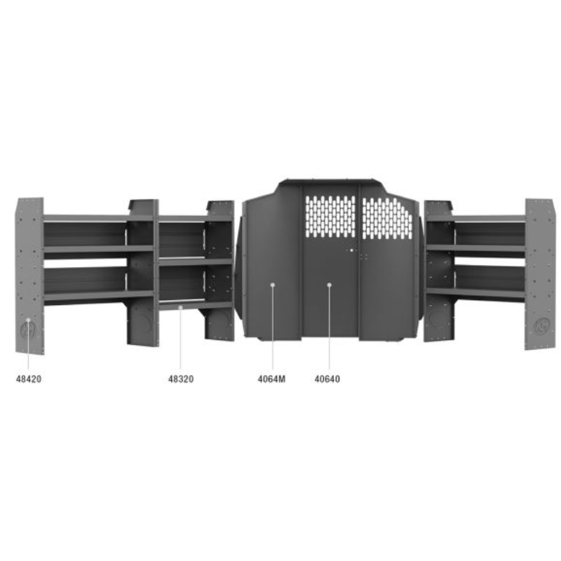 Holman Base Van Package 46" H Shelves Mercedes Metris 126" WB Model 4001M