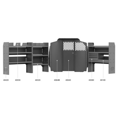 Holman Commercial Van Package Bin 46" H Shelves Mercedes Metris 126" WB Model 4003M