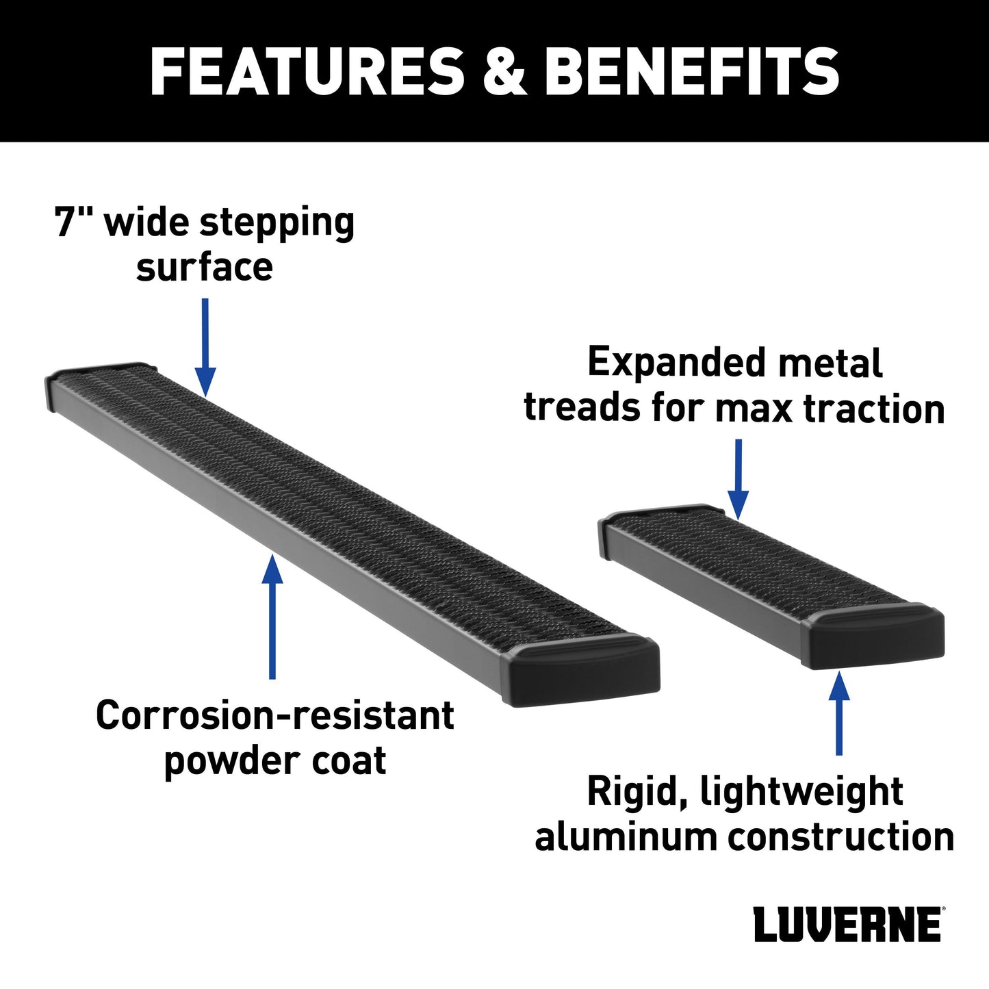 Luverne Grip Step 7" x 36" 100" Black Aluminum Running Boards Select Ram ProMaster Model 415100-401477