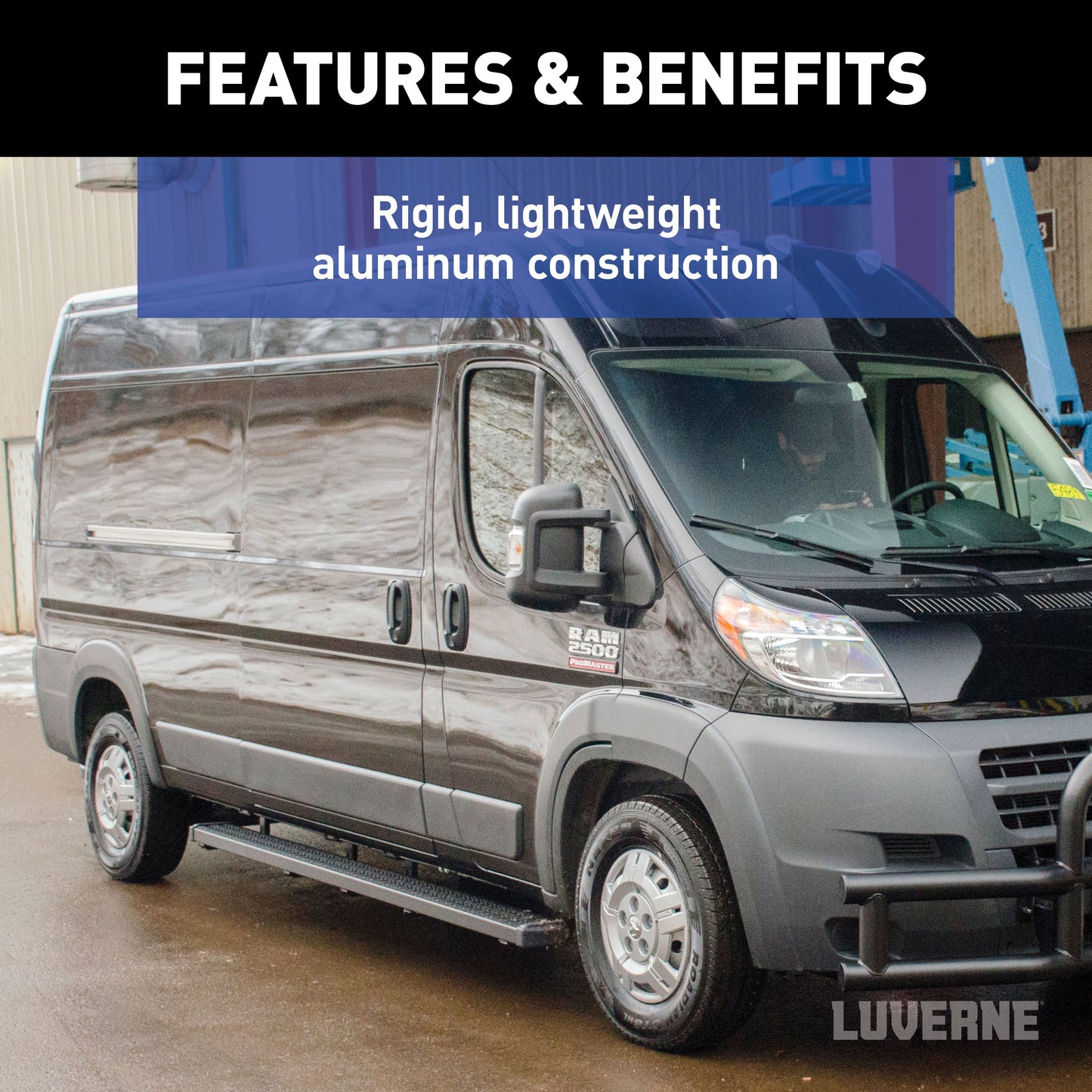 Luverne Grip Step 7" x 36" Black Aluminum Driver-Side Running Board Select ProMaster Model 415236-401470