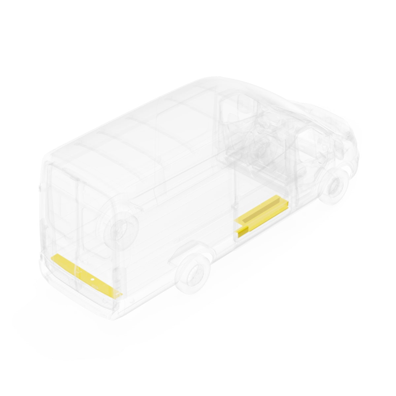 LEGEND Steel Floor Threshold Set Ford Transit (all WB lengths) w/ Full Lower Step - Yellow - Single Side Door Model U709-151-1018