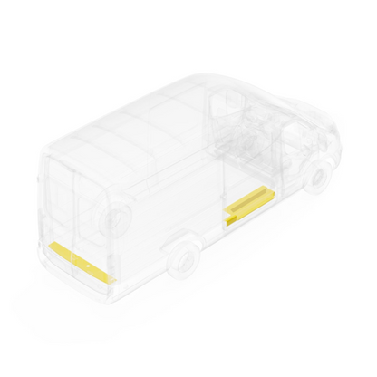 LEGEND Steel Floor Threshold Set Ford Transit (all WB lengths) w/ Full Lower Step - Yellow - Single Side Door Model U709-151-1018