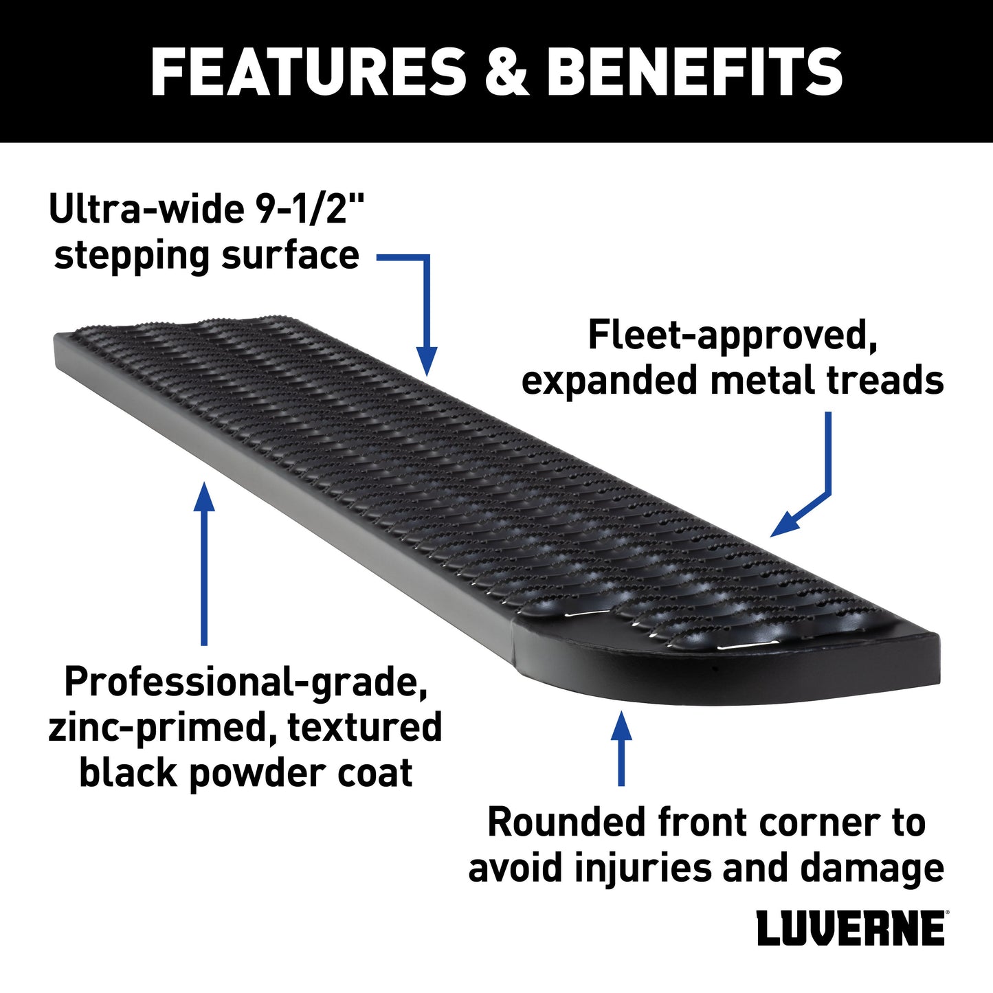 Luverne Grip Step XL 9-1/2" x 54" Steel Passenger Running Board Select Sprinter Model 495154-401800