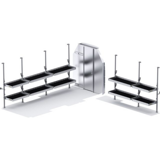 Holman Folding Shelves Van Package Ford Transit 148" EXT WB High Roof Sliding Partition Model 51TLH