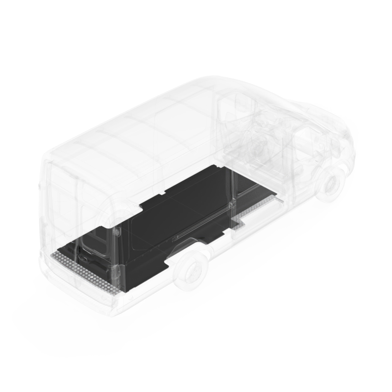 LEGEND EVOLVE Flooring With Sills DRW & CutOutSideTrim Ford Transit 148" Extended Wheelbase Cargo Van 3 Pc - Single Side Door Model 751-123-6441.1S