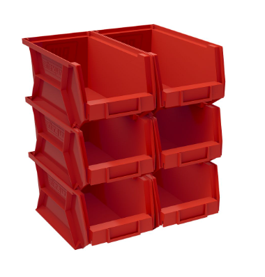 Weather Guard Red Bins, 6in x 7.1in x 13.2in, (6 pack) Model 9855-7-02