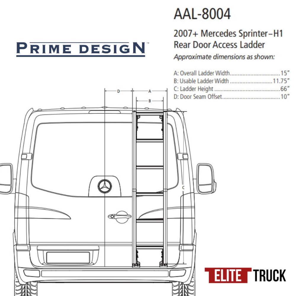 Prime Design Aluminum Rear Access Ladder for RAM ProMaster Low Roof AAL-8012