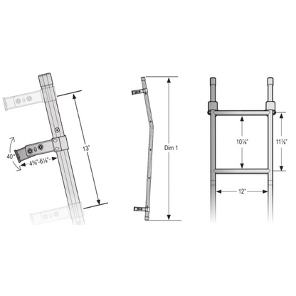 Vantech 68″ Black Universal Van Angled Rear Access Ladder Model L003B