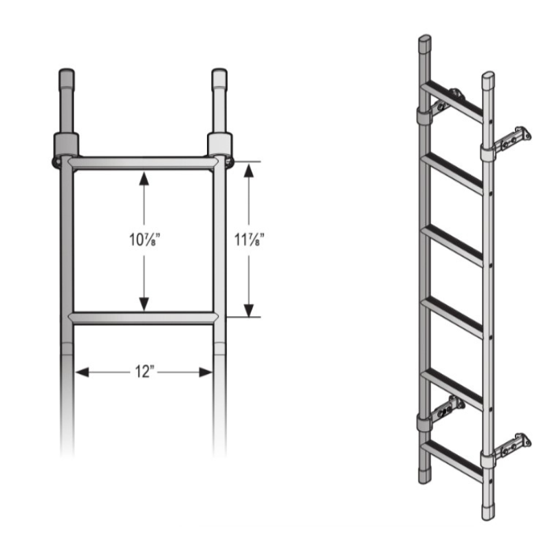 Vantech 84″ White Universal Box Truck Straight Rear Access Ladder Model L006W