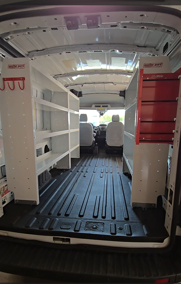 Weather Guard Van Shelving Installed By pro fleet upfitters into ram promaster van