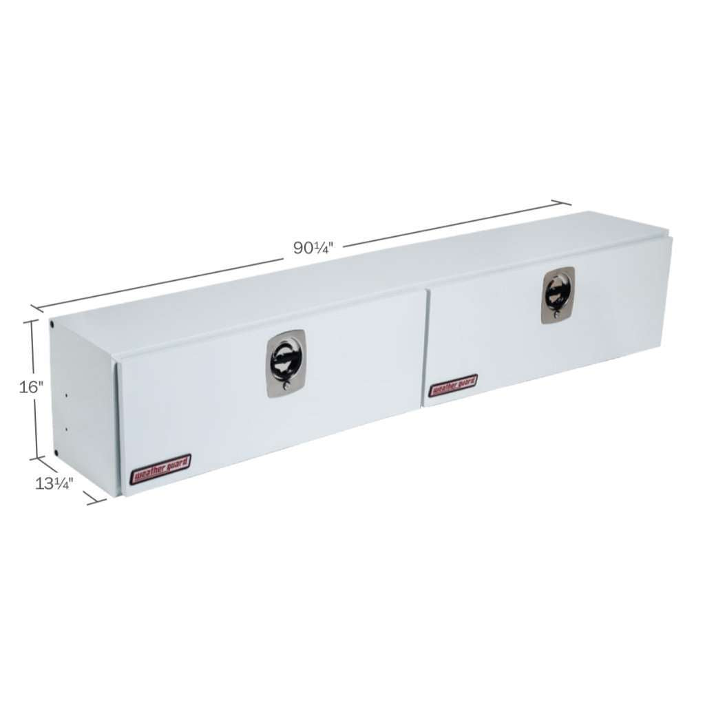 Weather Guard Top Mount Box Double Door White Steel 90.25X13.25X16 Model 290-3-02